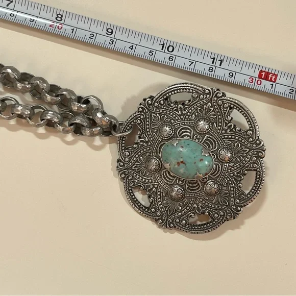 Vintage Antique Art deco Victorian Festival Silver Goth Medieval Goth necklace - Picture 7 of 16